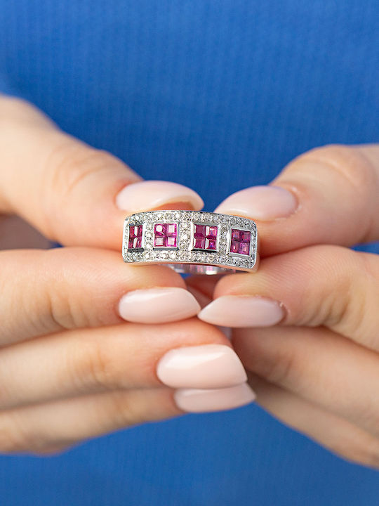 Kiriakos Gofas Ring with Diamond made of White gold 18K