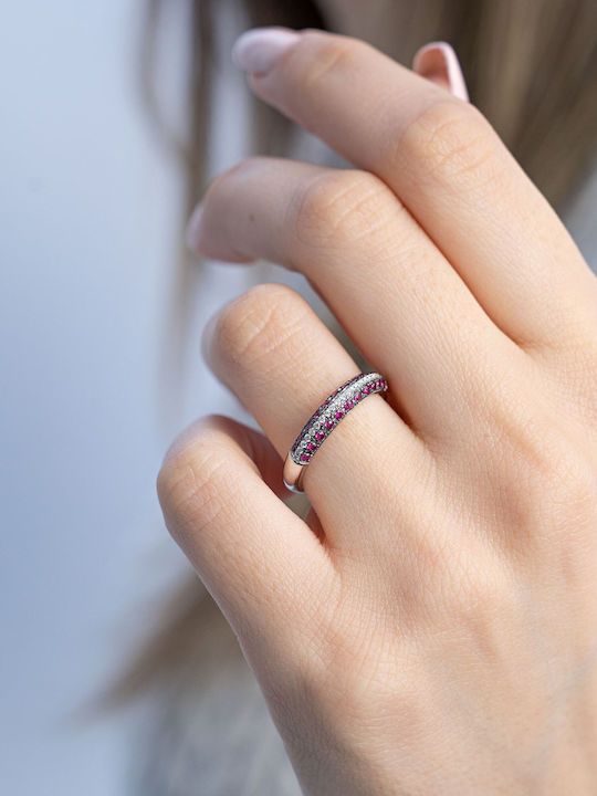 Kiriakos Gofas Ring with Diamond made of White gold 18K