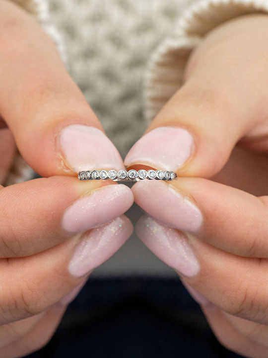 Kiriakos Gofas Дамски Пръстен Половинчат от Бяло злато 14K