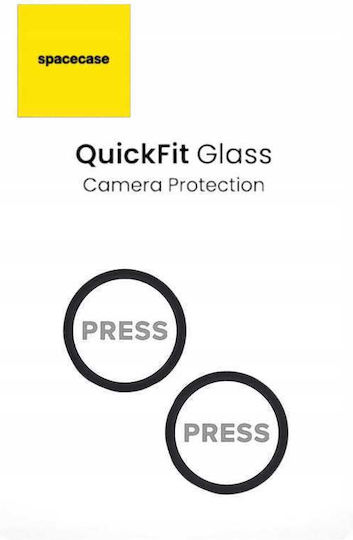 Spacecase Quickfit 2pcs Protecție Cameră Tempered Glass Black pentru iPhone 15, iPhone 15 Plus