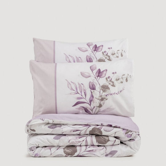 Cottonbox Set Huse Pentru Pilote Nadia 100% Bumbac 200x220cm Dublă Cu 2 Fețe De Pernă & 1 Cearșaf Lila