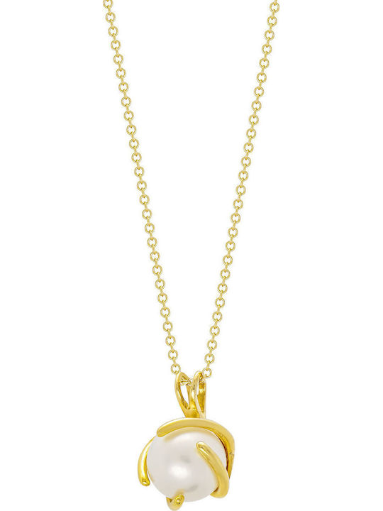 Kiriakos Gofas Set with Necklace & Earrings from Gold 14K with Stones and Pearls