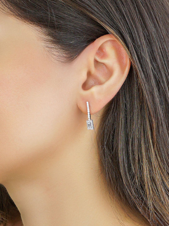 Kiriakos Gofas Set with Necklace & Earrings from White Gold 14K with Stones