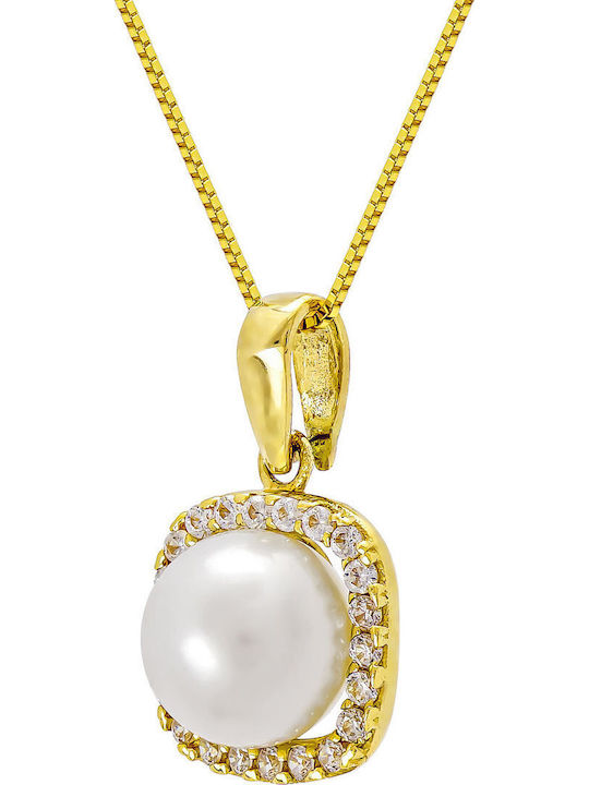 Kiriakos Gofas Set with Necklace & Ring from Gold 14K with Stones and Pearls