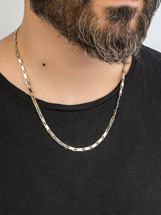Kiriakos Gofas Two-tone Chain Neck made of Gold 9K Thin Thickness 3.8mm and Length 55cm