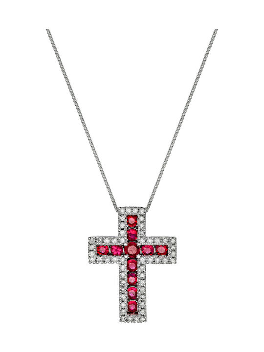 Kiriakos Gofas Women's White Gold Cross 18K with Chain