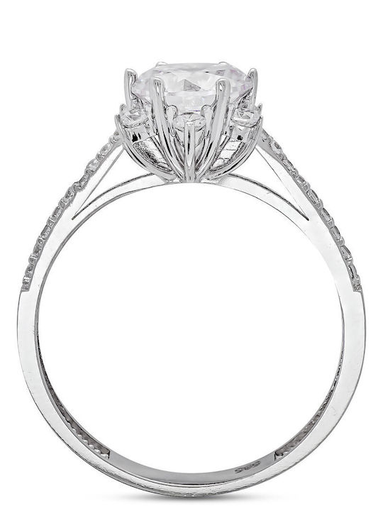 Kiriakos Gofas Single Stone Ring Made of 14K White Gold Kiriakos Gofas Single Stone Ring Made of 14K White Gold