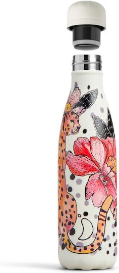 Chilly's Series Tropical Bottle Thermos Stainless Steel BPA Free 500ml White Cheetah Jungle