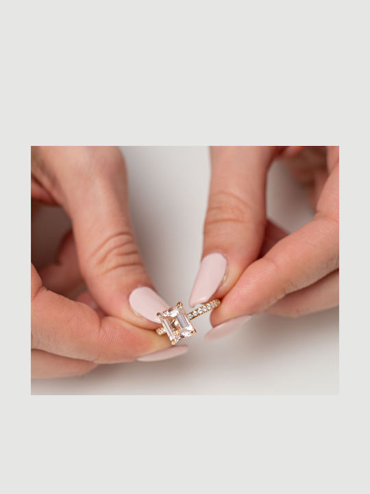 Kiriakos Gofas Single Stone from Rose Gold 18K with Diamond
