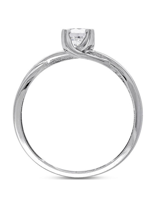 Kiriakos Gofas Einzelner Steinring aus Weißgold 14K