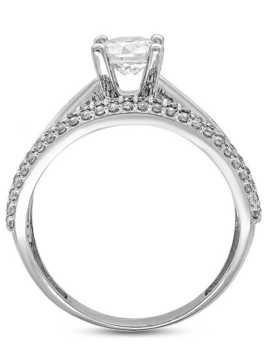 Kiriakos Gofas Einzelner Steinring aus Weißgold 14K Kiriakos Gofas Einzelner Steinring aus Weißgold 14K