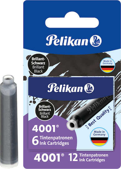 Pelikan 4001 12 Ersatz- und Füllfederhaltertinten für Füllfederhalter Schwarz