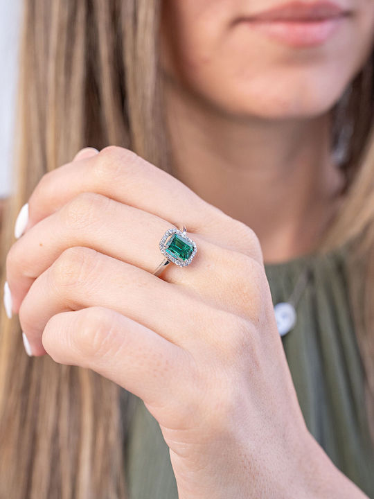 Kiriakos Gofas Ring with Diamond made of White gold 18K
