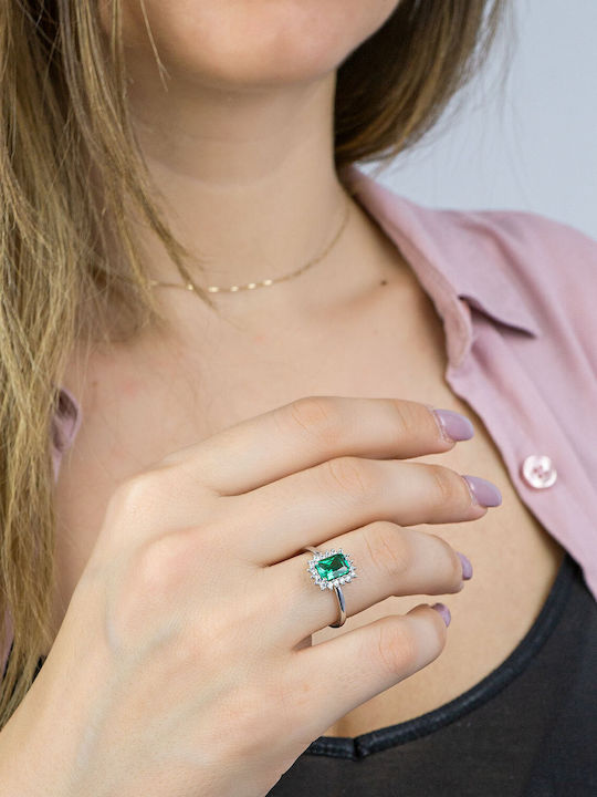 Kiriakos Gofas Ring with Stones made of White gold 14K