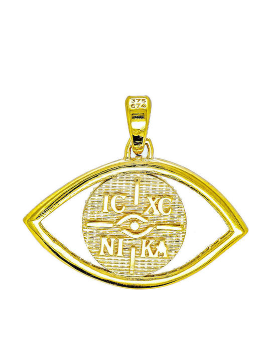 Kiriakos Gofas Charm Ματάκι από Χρυσό 9Κ Μπλε