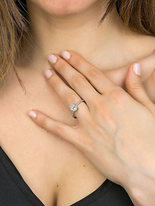 Kiriakos Gofas Единичен камък от Бяло злато 18K с Диамант