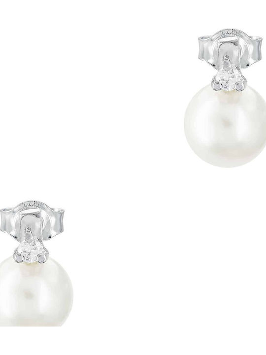 Kiriakos Gofas Set with Necklace & Earrings from White Gold 18K with Stones and Pearls