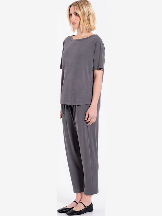 Women's Blouse Short Sleeve Philosophy Grey