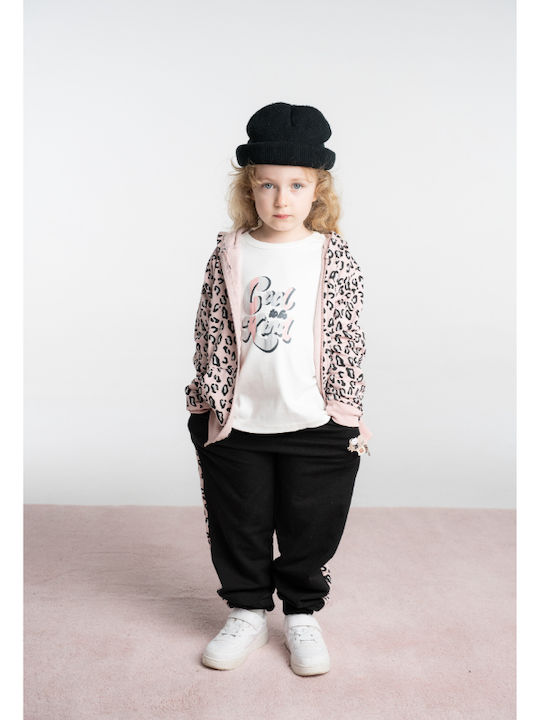Kids Sweatpants Set Pink Leopard 3pcs