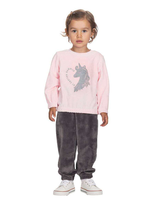Kids Sweatpants Set Pink 2pcs Believe