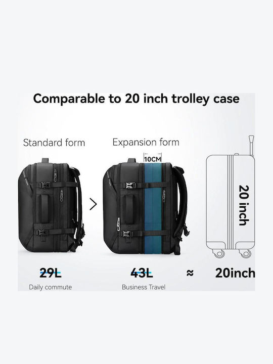 Multifunctional Backpack Rucksack Mark Ryden Orthopedic Back Compatible 17.3 Inch Laptop 12.9 Inch Tablet Expandable 29l-43l Usb Micro Usb Port Fully Waterproof Anti-theft System Black