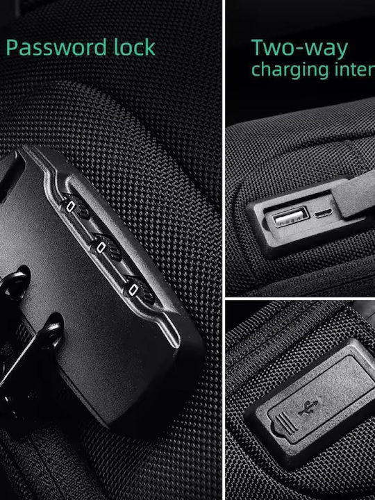 Geantă de Umăr Mark Ryden Sistem Antifurt Material Oxford Impermeabil Port Usb Structură Multicompartment Compatibilă cu Tabletă de 9.7 Inch Curea Unică Unisex Culoare Neagră