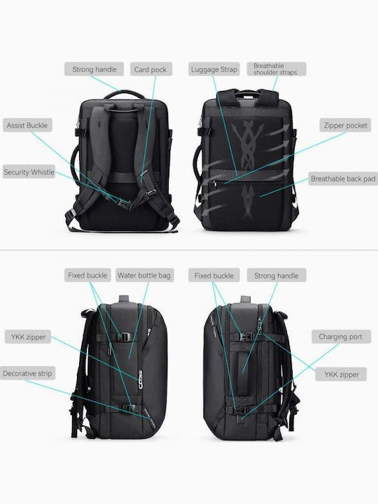 Rucsac Multifuncțional Mark Ryden Ortopedic Compatibil cu Laptop de 17,3 Inch și Tabletă de 12,9 Inch Extensibil 29l-43l Port Usb Micro Usb Complet Impermeabil Sistem Antifurt Negru