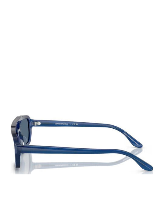 Emporio Armani Men's Sunglasses with Blue Horn-Rimmed Frame and Blue Lens