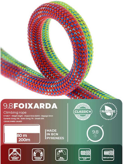 Fixe C000985080 Dynamic Climbing Rope with Length 80m Green