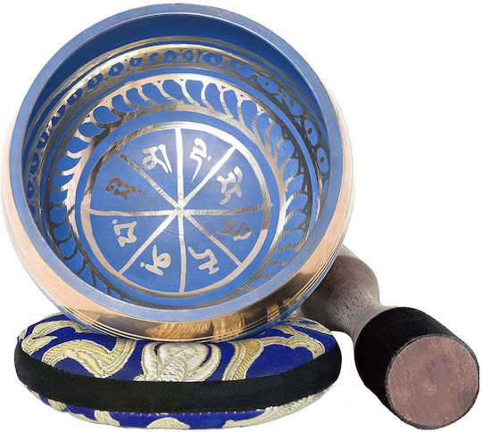 Bol Cântător Tibetan Silent Mind Medicine Buddha 8 Simboluri Meditație Yoga Relaxare Mindfulness 10 Cm Pernă Ciocănel de Lemn