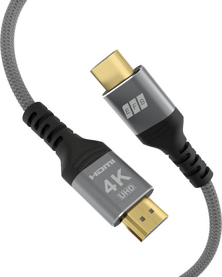 EFB HDMI 2.0 Premium Hochgeschwindigkeits 4K 60Hz HDR Kabel HDMI-Stecker - HDMI-Stecker 1m Grau