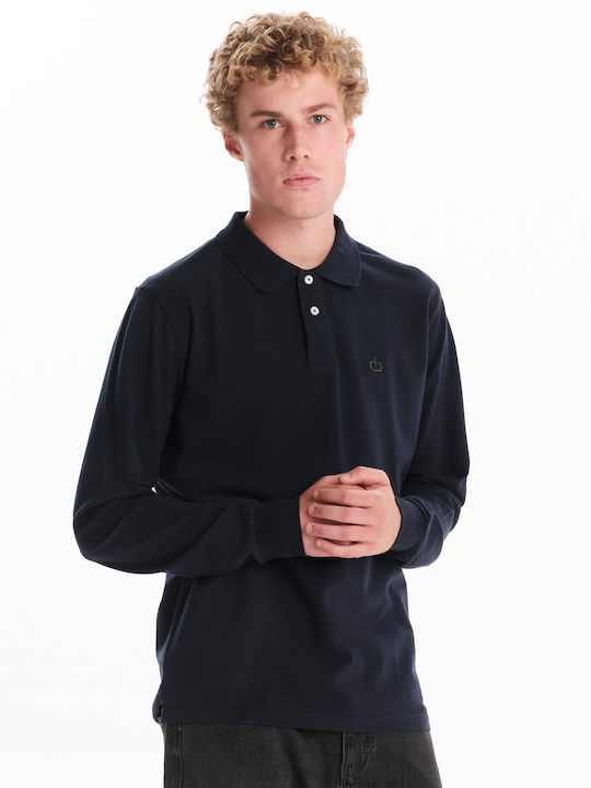 Polo Langarmbluse Marineblau
