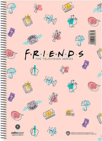 Salko Paper Спирал Тетрадка На райета A4 3 Теми Friends Лилав 1бр