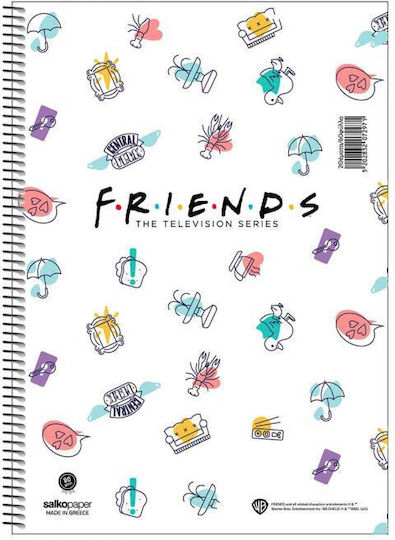 Salko Paper Spiral Notebook Homework A4 60 Sheets 2 Subjects 1pcs (Μiscellaneous Designs)