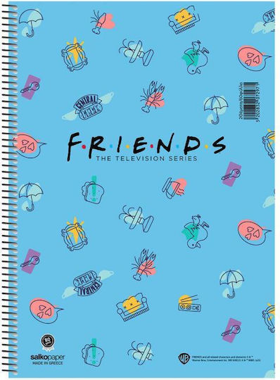 Salko Paper Spiral Notebook Homework A4 60 Sheets 2 Subjects 1pcs (Μiscellaneous Designs)
