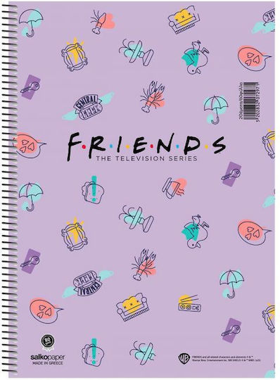 Salko Paper Spiral Notebook Homework A4 60 Sheets 2 Subjects 1pcs (Μiscellaneous Designs)