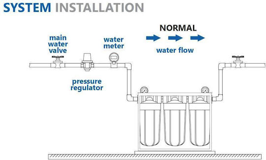 Aqua Filter Συσκευή Φίλτρου Νερού Διπλή Κεντρικής Παροχής Διατομής 1'' BBF212
