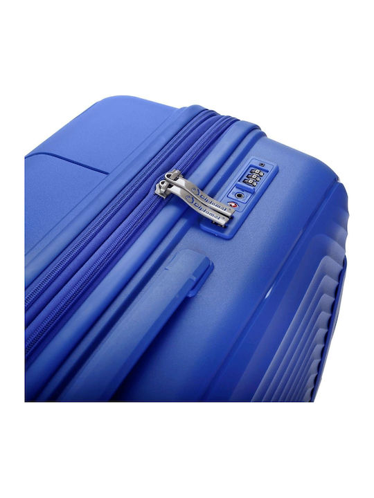 Diplomat Large The New York Collection Large Hard Blue Suitcase With 4 Wheels Height 74cm