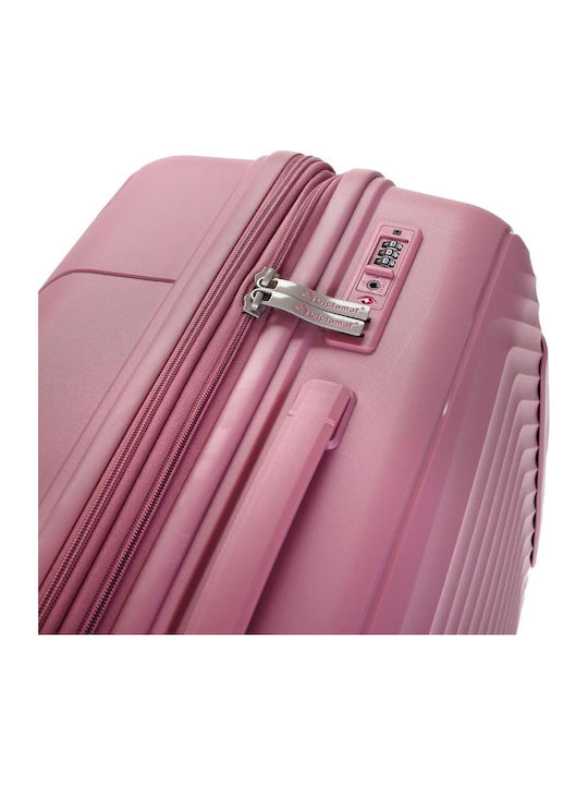 Diplomat Small The New York Collection Cabin Hard Pink Suitcase With 4 Wheels Height 55cm