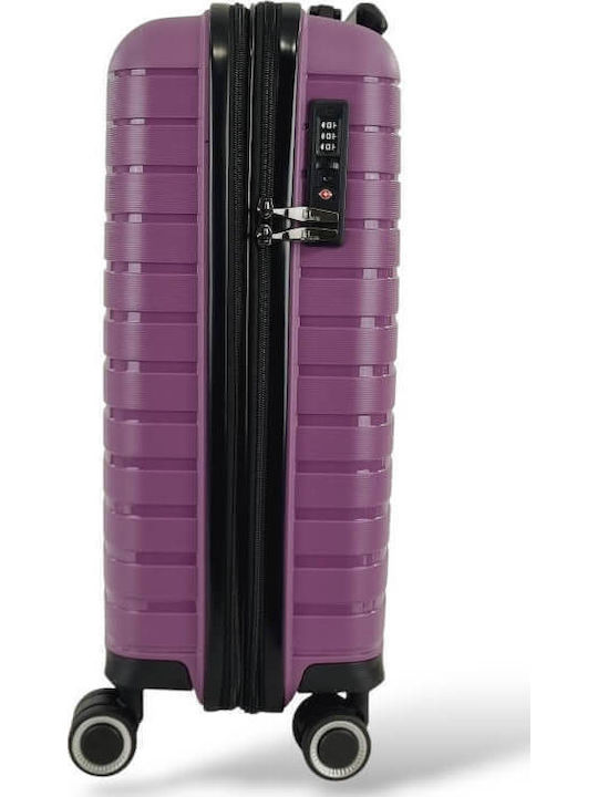 Rain Cabin Hard Purple Suitcase with 4 Wheels Height 55cm
