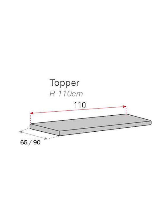 Sofazip Topper Husă Elastică Canapea cu două locuri Gri 65x130cm 1buc