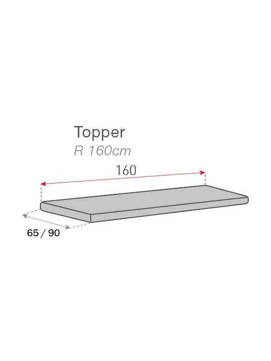 Sofazip Topper Husă Elastică Canapea cu două locuri Gri 65x130cm 1buc