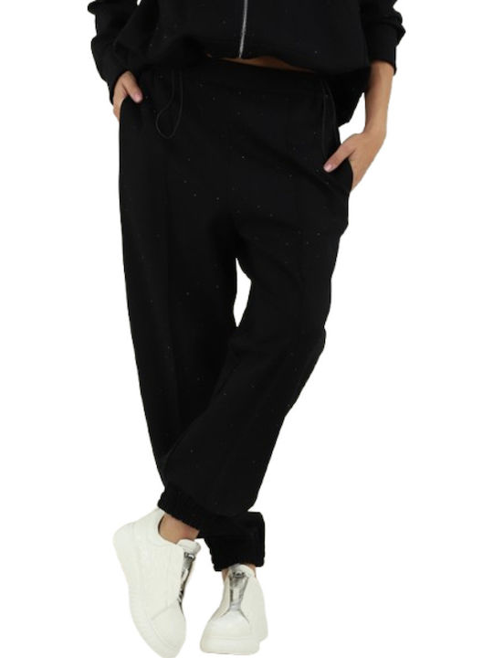 Damen Stoff Hose Nero