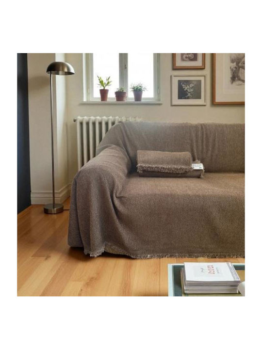 Linea Home Three-Seater Sofa Throw Chenille 180x300cm Mocha