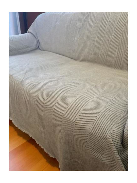 Linea Home Throws & Couch Blankets Two Seater Sofa Chenille 180x240cm Ecru / Gray