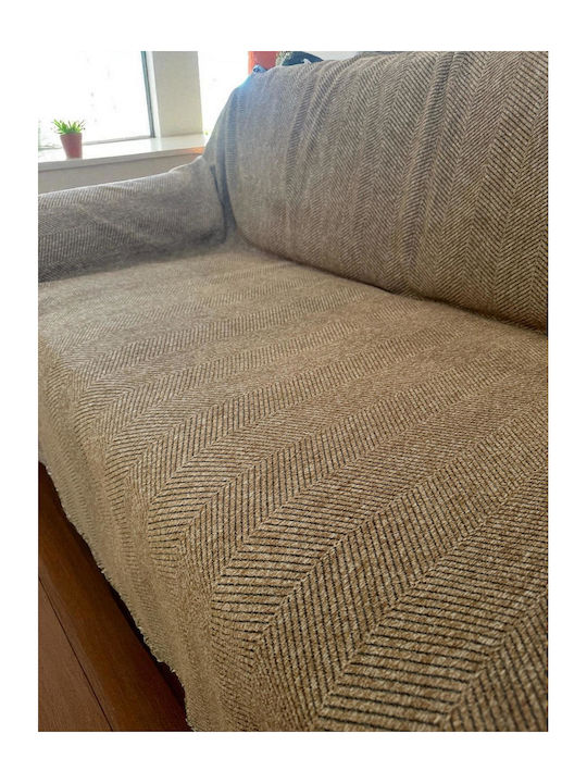 Linea Home Decken & Couchdecken Viersitzer-Sofa Überwurf Chenille 180x320cm Mokka