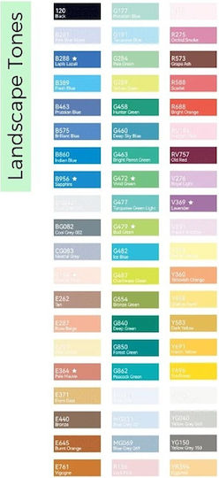 Ohuhu Kaala Fine & Slim Broad 60 Drawing Markers Landscape Tones