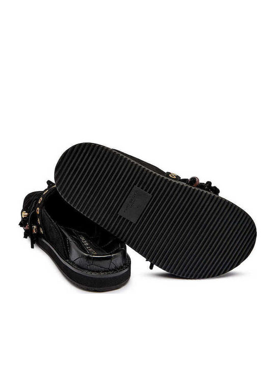 Leder Flache Sandalen für Damen in Schwarz Farbe