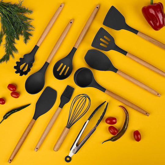 Silicone Cooking Utensil Set Black Fiona 19pcs