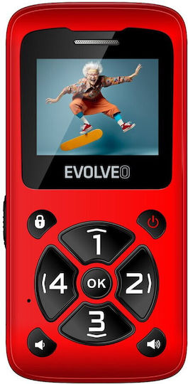 Evolveo EasyPhone ID Einzel-SIM Handy mit Großen Tasten Rot